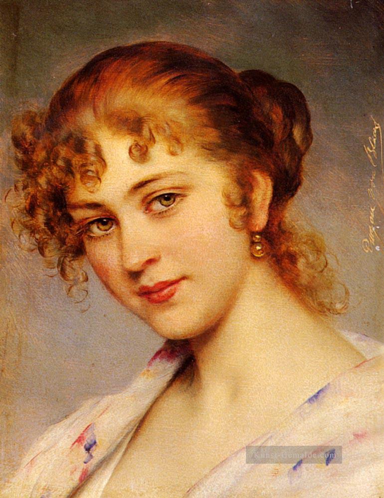 Von A Portrait Of A Young Lady Lady Eugene de Blaas schöne Frau Dame Ölgemälde